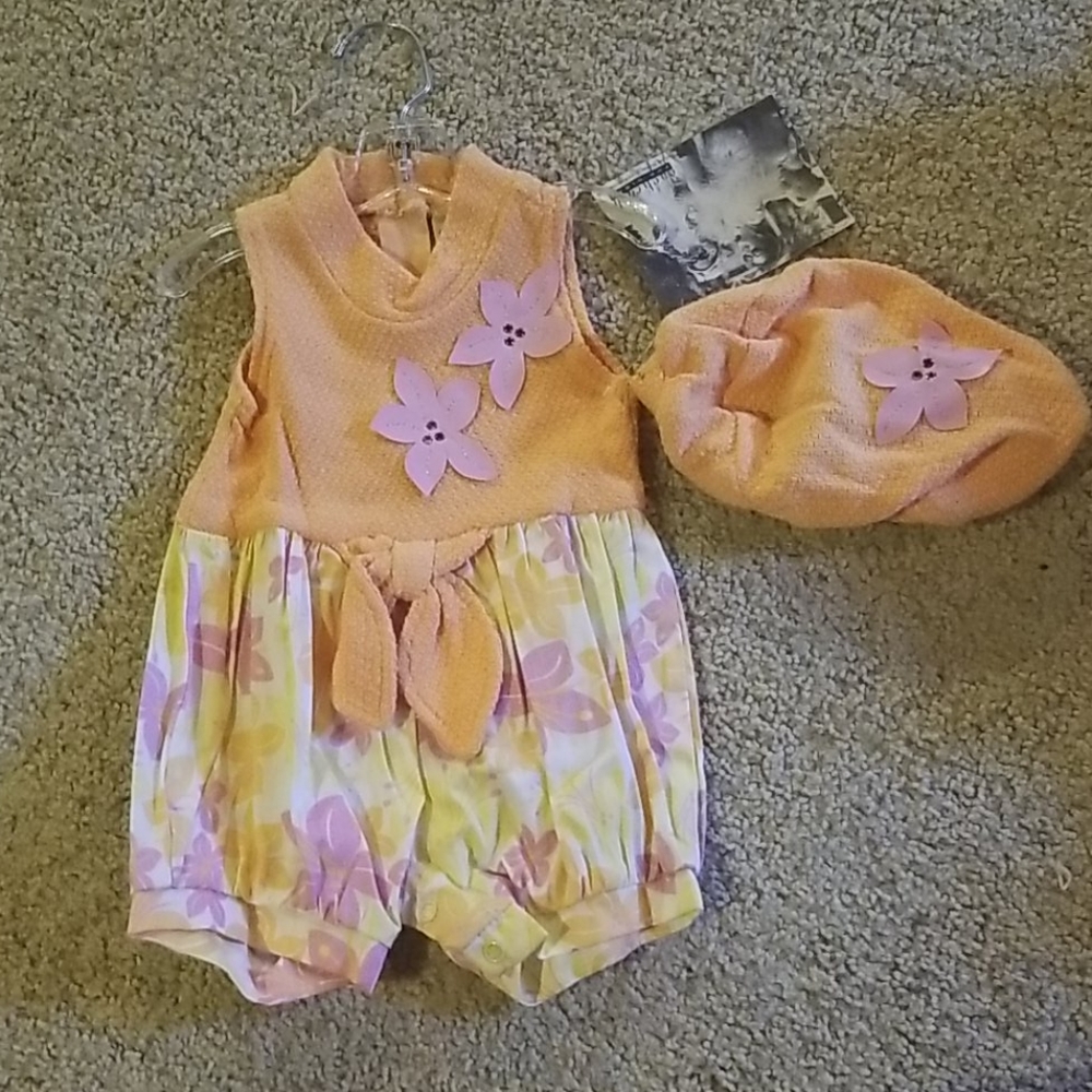 1 piece romper with matching hat